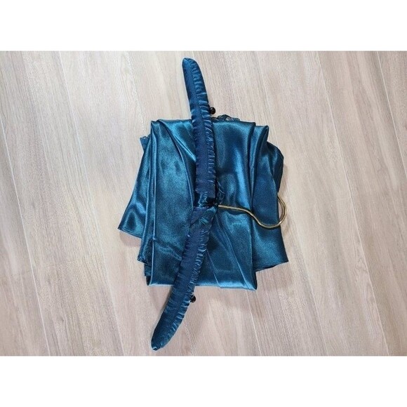 Intimate Moods Teal Satin Nightgown Size S Lace Trim Slip Dress with Hanger - Picture 4 of 6